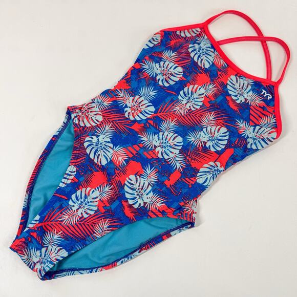 TYR Womens Tortuga Trinity Fit One Piece Swimsuit Size 30 Teal Competition - Picture 1 of 8